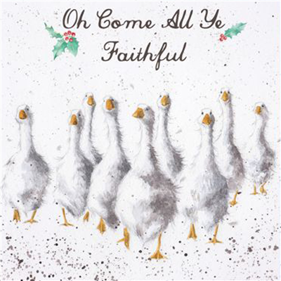 Wrendale Christmas Card - Come All Ye Faithful 